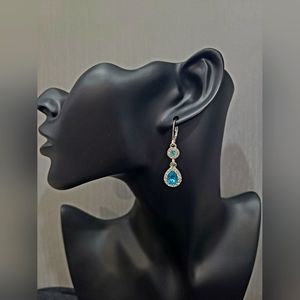 Blue stoned silver earrings by Napier. Great for a gift.